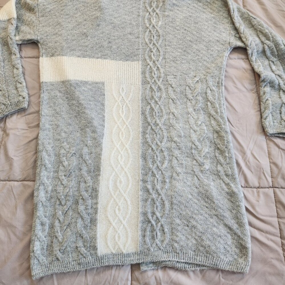 Topshop Patchwork Cable Knit Open Front Long Card… - image 8